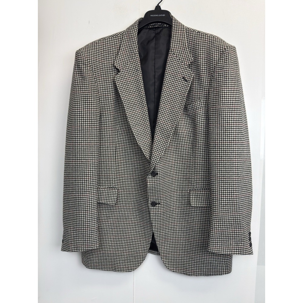 Vintage Chadmore Executive‎ Blazer Suit Jacket Tweed Houndstooth 46L Wool Blend